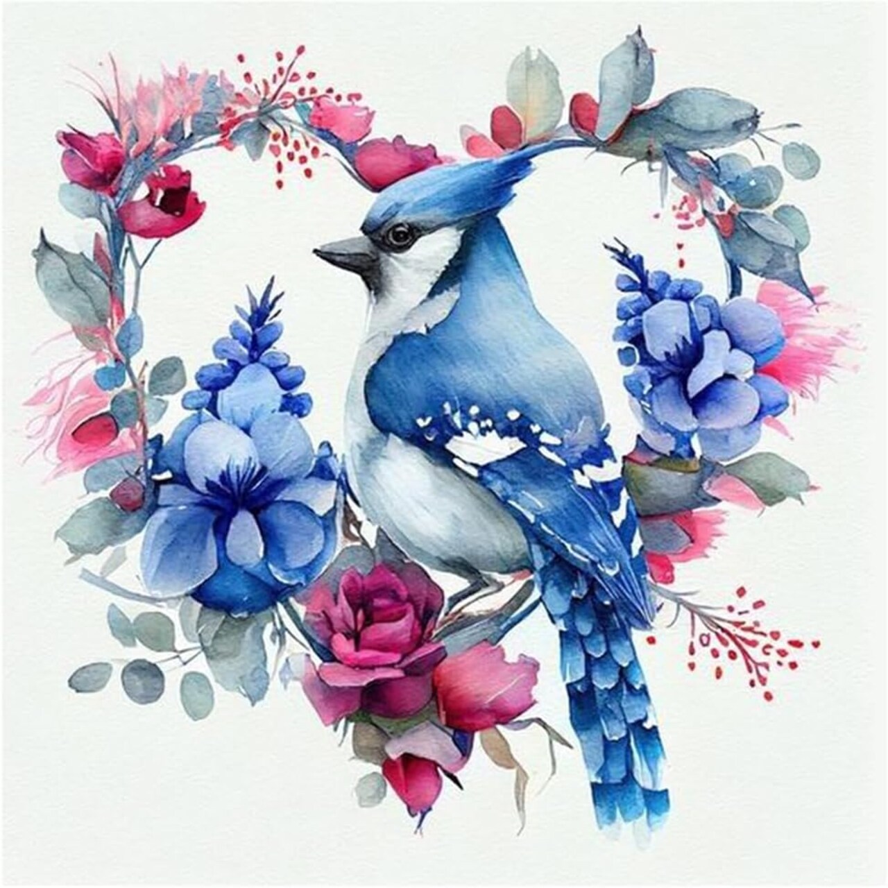 Diamond Painting Kits for Adults, 5D DIY Blue Bird Diamond Art Kits for Beginners, Full Drill Round Diamond Art for Home Wall Decor, 12x12 inch